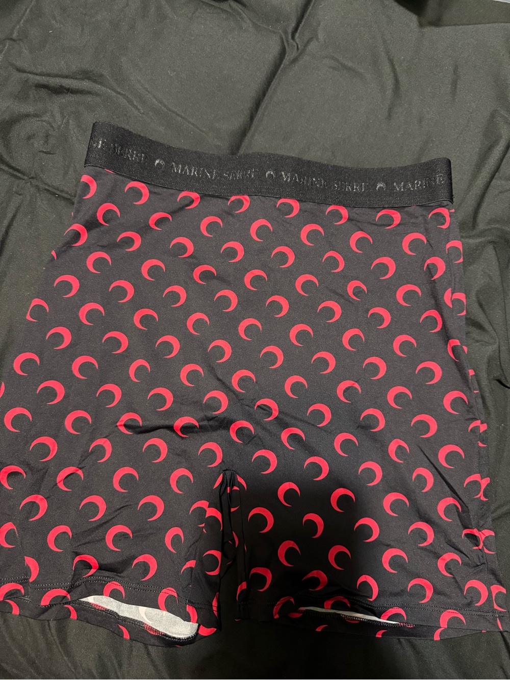 Marine Serre Women Black Biker Shorts with Red Moon Print
